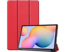 Hoesje - Geschikt voor Samsung Galaxy Tab S6 Lite - Dun & Stevig - Hardcover Book Case - Trifold Bookcase Hoes - Hard Cover - Tablethoes - Rood