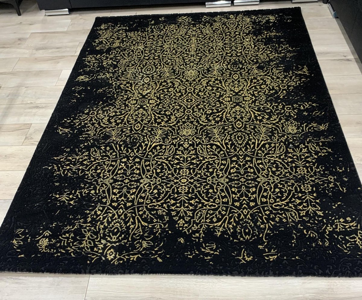 Wasbaar vloerkleed Marmer - Chloé zwart/goud 160x230 cm