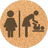 Deurbordje - toiletbord - damestoilet - baby verschoningstafel - bordje - dames - baby - verschoningstafel - rond - Kurk