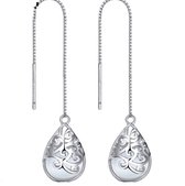 Zilveren -lange- oorbellen- Wit-Doorsteek- Dames-835-Charme Bijoux