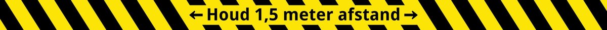 Vloerstickers Houd 1,5 meter afstand - Corona - 1500 x 75 mm - 15 stuks