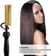 Electric Hot Comb Hair Straightening Heat Pressing Comb Ceramic Curling Flat Iron Curlers Designed Hair Hot Comb Straightener,Portable Travel Anti-Scald Beard Straightener Press Co