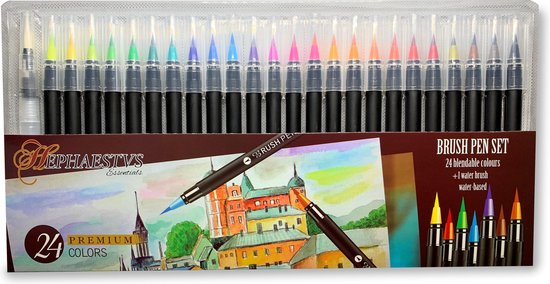 ℋephaestus ℰssentials - 24 + 1 ensemble de stylos pinceaux à eau - stylos  pinceaux de... | bol.com