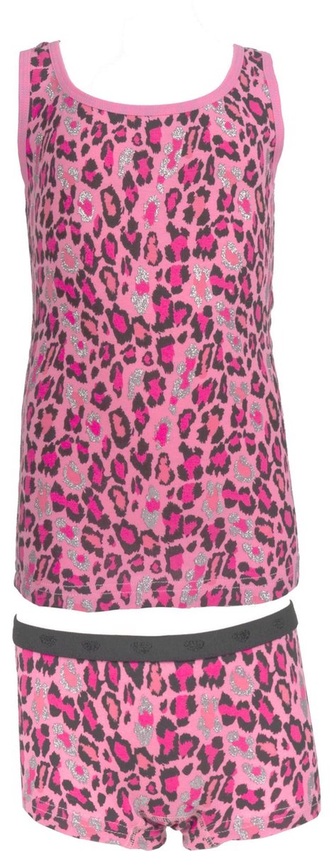 Funderwear | Luipaard Glitter Print Hemd + 2 Boxers | Roze | Maat 98