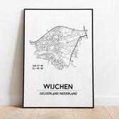 Wijchen city poster, A4 met lijst, plattegrond poster, woonplaatsposter, woonposter