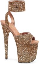 Pleaser Sandaal met enkelband, Paaldans schoenen -37 Shoes- FLAMINGO-891LG Paaldans schoenen Goudkleurig/Champagne