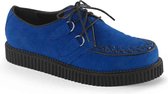 Creeper-602S blue suede low unisex creepers with woven detail - (EU 36 = US 4) - Demonia