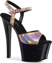 Pleaser Sandaal met enkelband, Paaldans schoenen -38 Shoes- SKY-309HG Paaldans schoenen Zwart/Multicolours