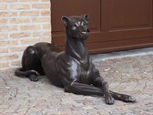 Tuinbeeld - bronzen beeld - Liggende hond links - 51 cm hoog