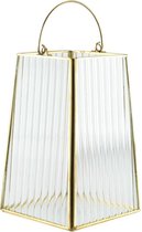 Lucy's Living Luxe lantaarn MOY Gold – B13 x L13 x H21cm - kaarsenhouder – waxinelicht houder - windlicht - decoratie - naturel – tuindecoratie – goud - transparant