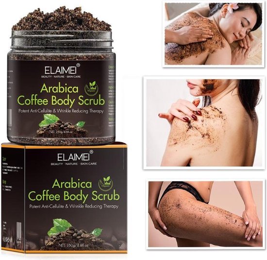 Geometrie ruw binnen ELAIMEI|Koffie Body Scrub - Coffee Scrub Peeling - Gezicht & Lichaam -  250ml 100%... | bol.com
