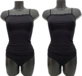 Lydia 2-pack Spaghetti hemdje met kant zwart maat 3XL