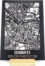 Standing Citymap Eindhoven Zwart hout - 25x35 cm - Stadskaart woondecoratie - Wanddecoratie - WoodWideCities