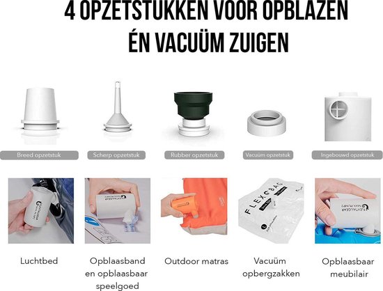 Flextail Gear luchtbed pomp Max Pump Plus - Elektrische luchtpomp pomp luchtbed 3600 mAh - Luchtbedpomp oplaadbaar - Wit van Flextail — afbeelding 3