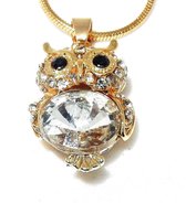 Vergulde Uil collier met zirkonia