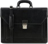 Tuscany Leather - Leren 2-vaks aktetas 'Napoli' - Zwart - TL141348