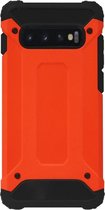 WLONS Rubber Kunststof Bumper Case Hoesje Geschikt voor Samsung Galaxy S10 Plus - Oranje