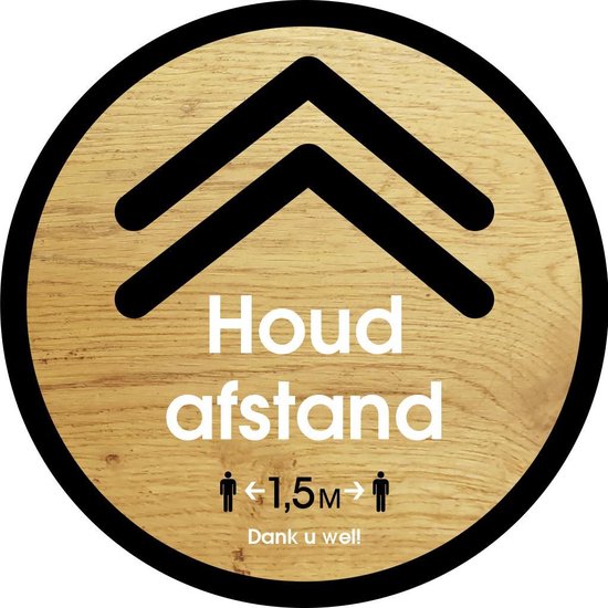 Pijl Sticker Rond Pijl sticker, Houd afstand 1,5 meter vloersticker rond Ø 30 cm. Corona ...