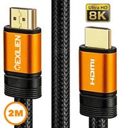 Exilien Premium 8K Ultra HD 48Gbps High Speed HDMI 2.1 Kabel – HDMI 1.4 en 2.0 backward- Met HDMI Ethernet Channel (HEC) en eARC Ondersteuning - Nylon Bedrading met 24K Gold Plated