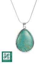 zilveren ketting turquoise druppel 20mm
