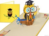 Cartes contextuelles Popcards - Wise Owl Diploma Graduation Bachelor Master VWO Passed Félicitations pop-up carte de voeux