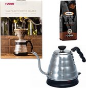 Hario V60 slow coffee kit + Hario V60 Buono Elektrische Waterketel + Bristot Diamante 100% Arabica gemalen koffie