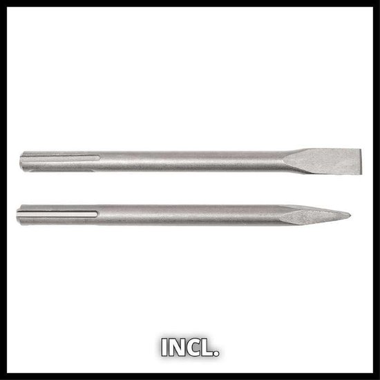 Twee metalen beitels: een platte beitel en een puntbeitel.
