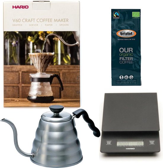 Hario V60 kit café lent + Hario V60 échelle + Hario V60 Bouilloire 1,2
