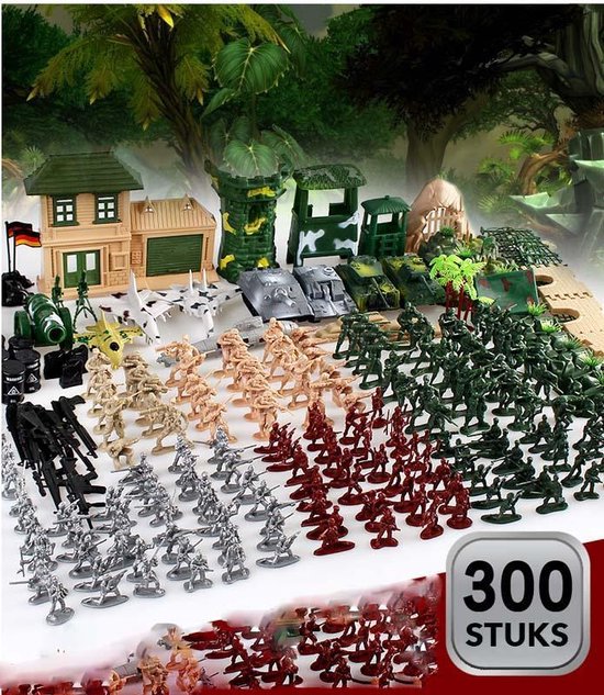 Mega Leger speelgoed set 300 stuks Soldaatjes , tanks kannonen vliegtuigen wachtorens en veel meer - sandesen