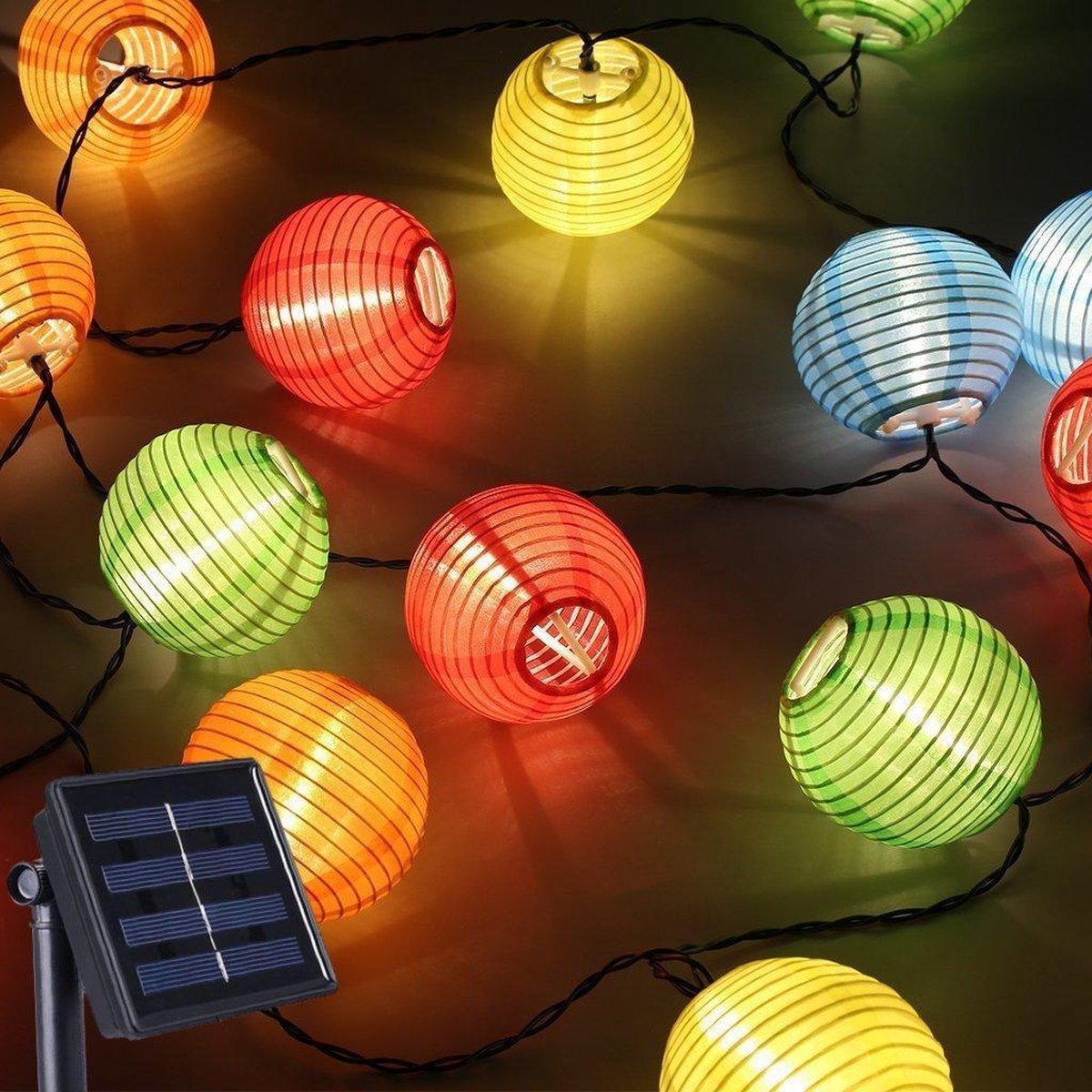 J-Pro Sfeer- en Tuinverlichting op Zonne-Energie - 30 Solar LED 6.5m Lantern Lichtsnoer - Lichtsling