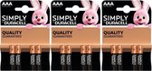 Set van 12x Duracell AAA Simply batterijen 1.5 V - alkaline - LR03 MN2400 - Batterijen pack