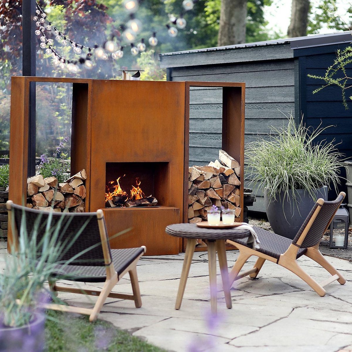 Bol.com GardenMaxX Tuinhaard - Pinacate XL Corten - Woodstore Edition - Buitenhaard - Houtopslag - BBQ-Grill aanbieding