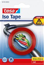 2x Tesa isolatietape rol rood 10 mtr x 1,5 cm - Klusbenodigdheden - Isolatie tape - Universele tape - Elektriciteitskabels/draden bundelen