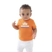Koningsdag met kroon t-shirt oranje baby/peuter voor jongens en meisjes 54/60 (0-3 maanden)