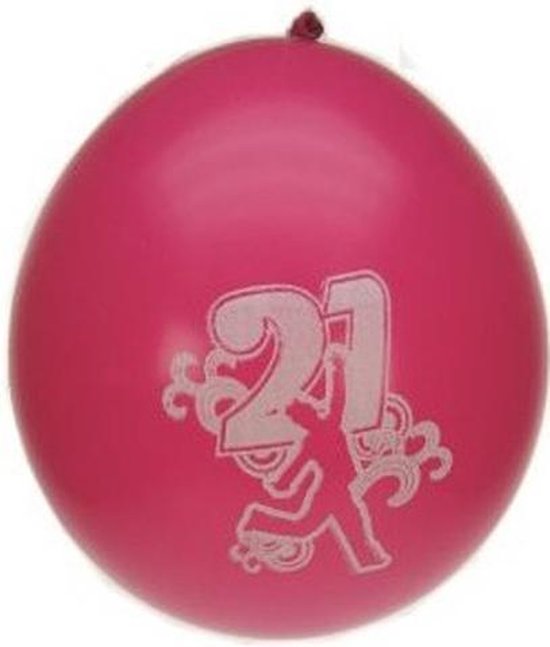 8x stuks verjaardag ballonnen 21 jaar thema - Feestartikelen en versieringen