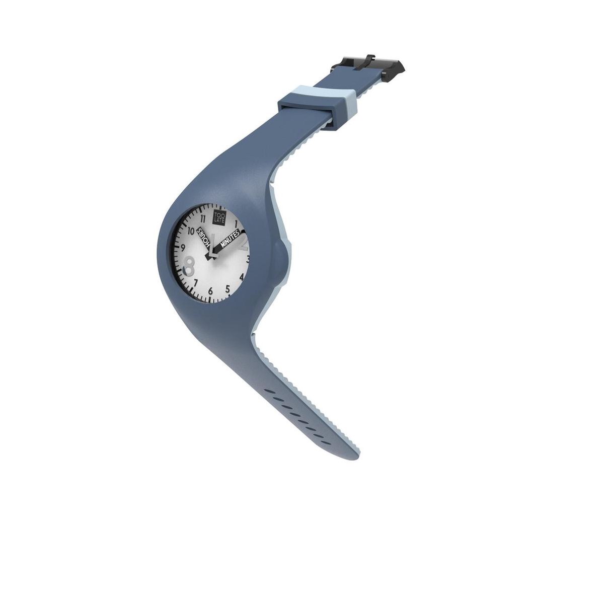 TOO LATE - siliconen horloge - MASH UP BICOLOR - Ø 40 mm - BLUE JEANS LIGHT BLUE