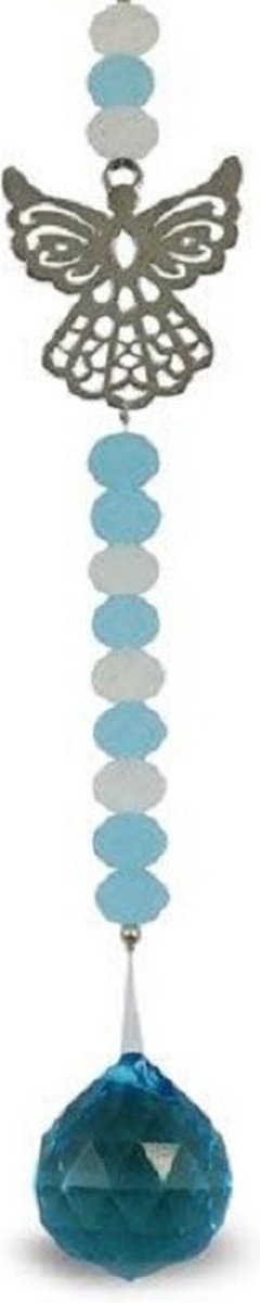 Suncatcher Engel - Hangend Kristal met Engel - Blauw Raamkristal Angel