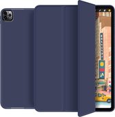 iPad Pro 11 (2020) hoes Tri fold book case hoesje TPU Back Cover met stand Donker Blauw