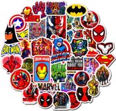 Sticker mix met superhelden, Batman, Hulk, Iron Man - Voor laptop, smartphone, muur etc - 50 stuks