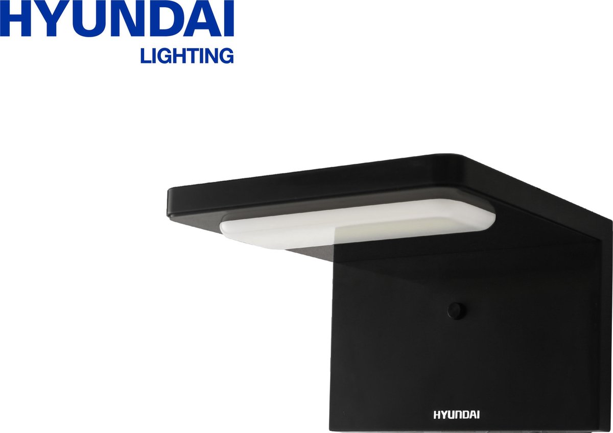 Hyundai - L-vormige LED buitenlamp met extra groot zonne-energie paneel -  Donker grijs | bol.com