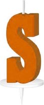 Haza Original Letterkaars ''s'' Met Houder 4 Cm Wax Oranje