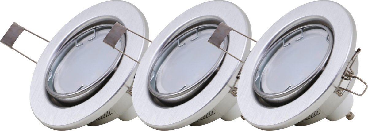 Briloner Leuchten FIT Inbouwspot - set van 3 - LED - GU10 - Warm wit - Ø 86  mm - Alu kleur | bol.com