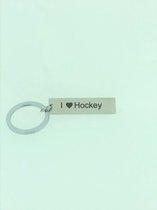 Sleutelhanger – I Love Hockey – RVS – Cadeau – Zilver
