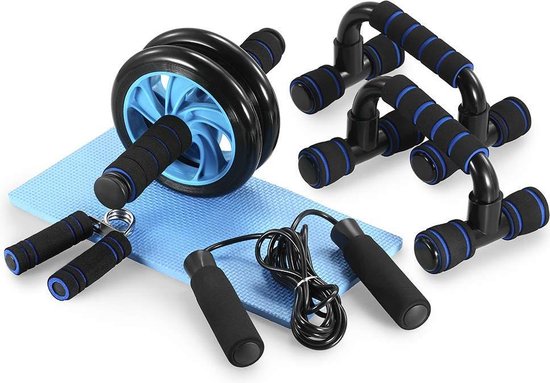 Home gym set - Thuis fitness- opdruksteun - Trainingswiel - Springtouw -  Hand knijper | bol.com