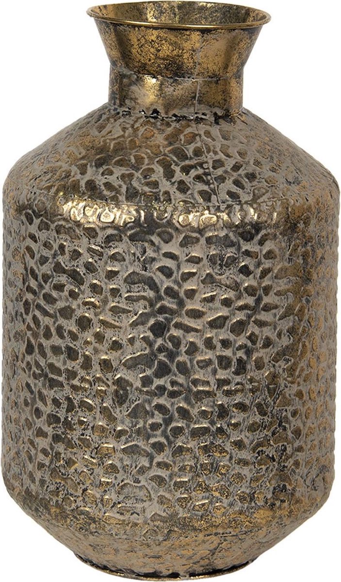 Clayre & Eef Vaas Ø 26x46 cm Goudkleurig Metaal Rond Glazen Vaas