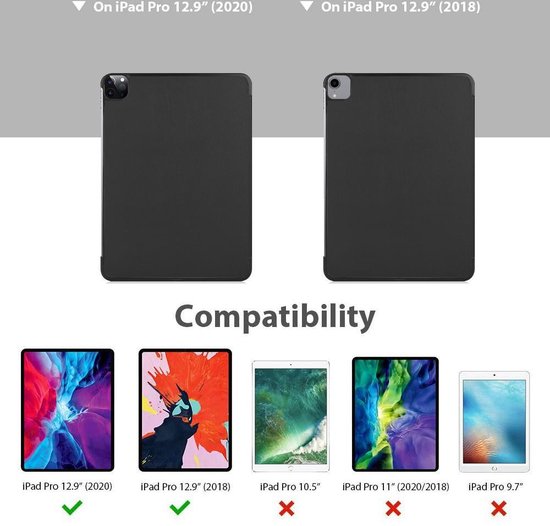 Apple iPad Pro 12.9 2018 Case - Étui à trois volets intelligent - Noir | bol
