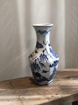 Vase porcelaine blanche bleue 13x13x25 cm