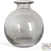 Design Bolvase with neck - Fidrio TRANSPARANT BLACK - glas, mondgeblazen - diameter 19 cm