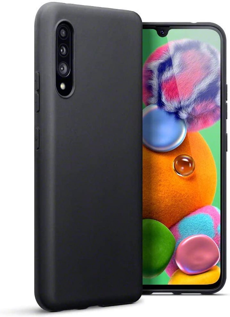 HB Hoesje Geschikt voor Samsung Galaxy A90 5G - Zwart - Siliconen Back Cover