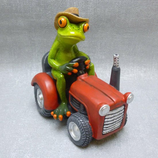 Sculpture grenouille sur un agriculteur de décoration tracteur tracteur rouge